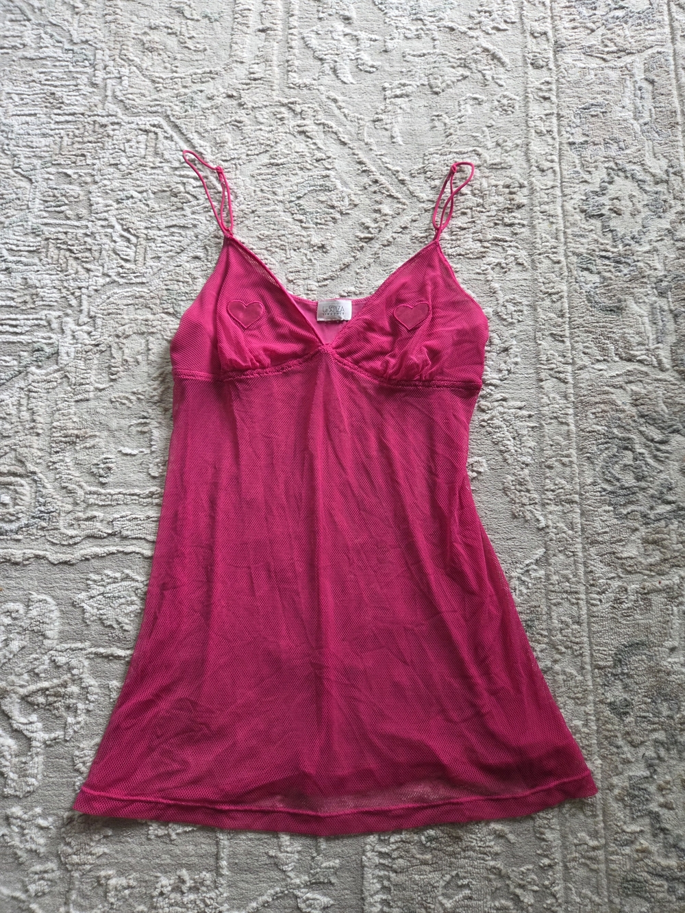 La SENZA Hot Pink Mesh Chemise with Heart Detail